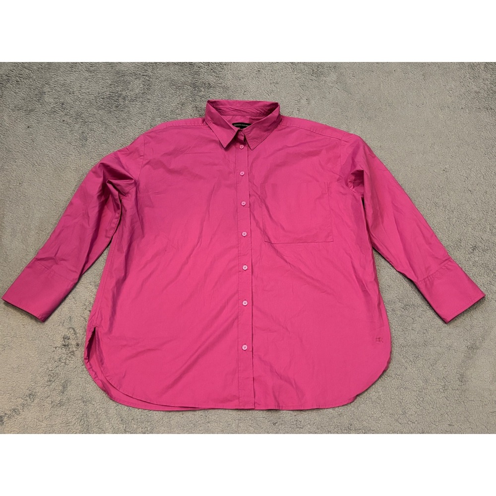 Banana Republic Magenta Pink Cotton Poplin Button Down Shirt XL Long Sleeve